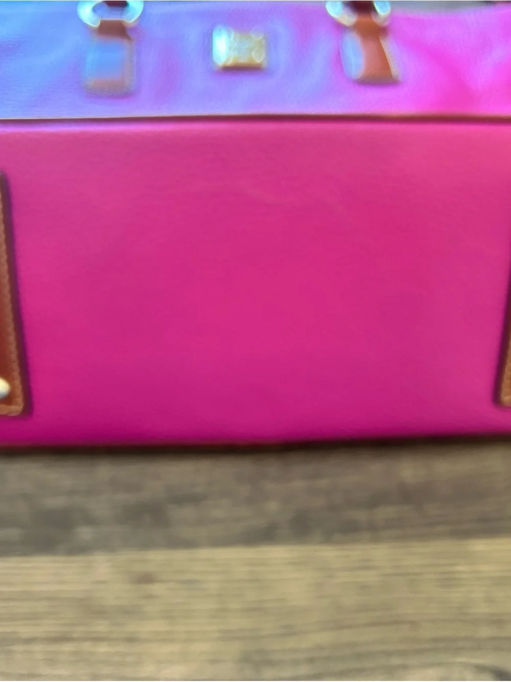 Dooney & Bourke Leather Laptop Bag / Tote in Fuchsia w/ Brown Straps 💕 - Picture 11 of 16